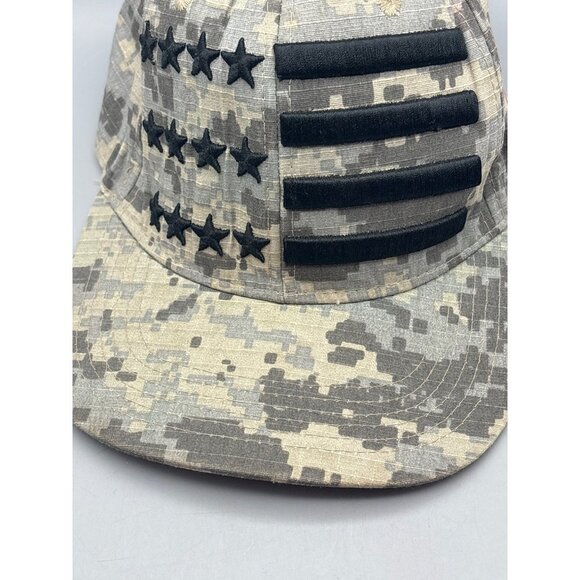 Top Level Men's Camouflage Snapback Hat Black Stars and Stripes USA Adjustable - Picture 3 of 9